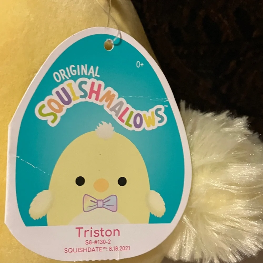 NWT Squishmallows Triston Yellow Plush with Purple Bow